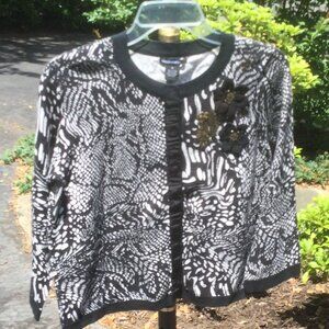 Sweaterworks Black Trimmed Sequin Front Left Cardigan